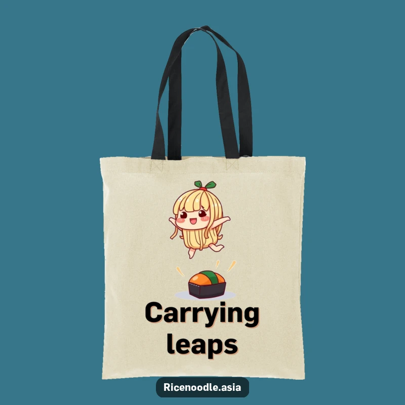 Funny Leaping Noodle Tote Bag: Durable Silly Jump Carryall