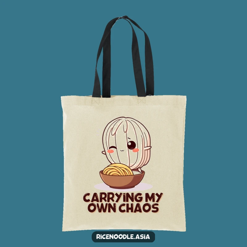 Funny Noodle Trip Tote Bag: Durable Wiggling Rice Character Carryall