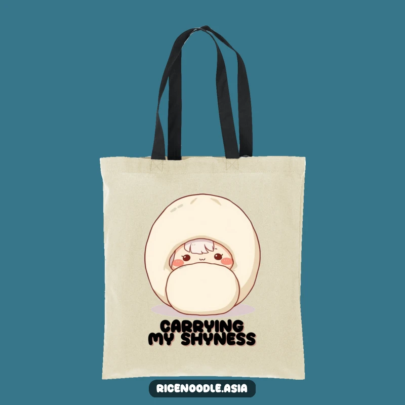 Funny Shy Rice Noodle Tote Bag - Cute Noodle & Dumpling Carryall