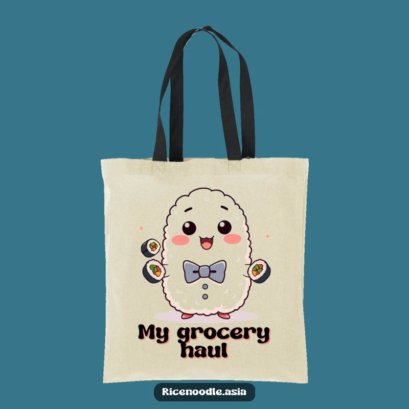 Funny Rice Ball Tote Bag - Cute Sushi Canvas Bag Gift