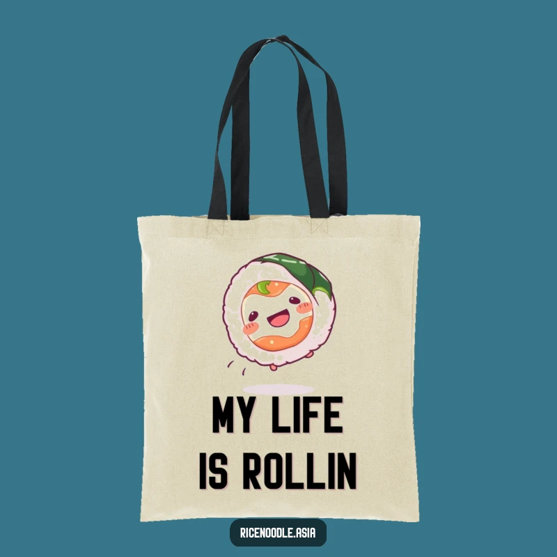 Funny Sushi Roll Tote Bag: Cartwheeling Foodie Style, Ideal Funny Gift
